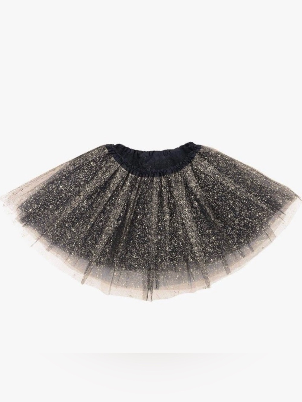 Simplicity Black Gold Tulle Tutu Skirt NWT 4 Layer Glitter Sparkle Elastic Waist